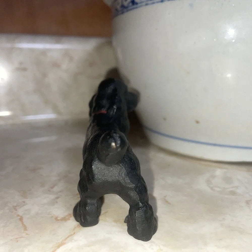 Vintage Hubley Black Solid Cast Iron Cocker Spaniel Dog 4